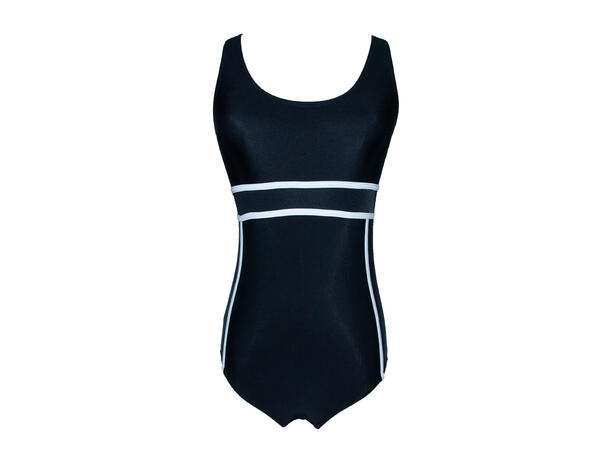 Badedrakt m/striper str. 12   sort 